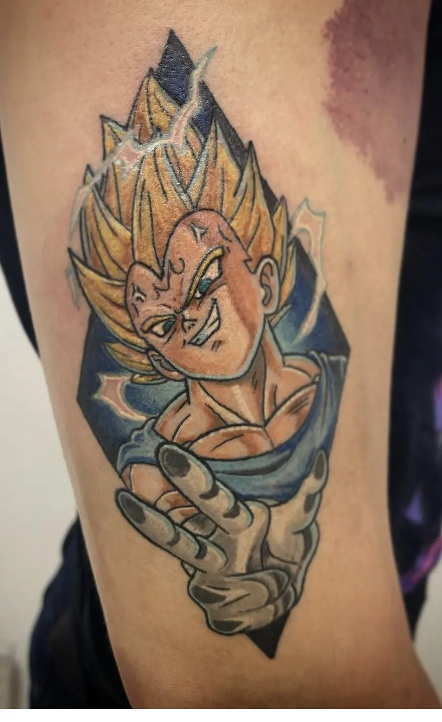 A tattoo of vegeta from dragon ball z