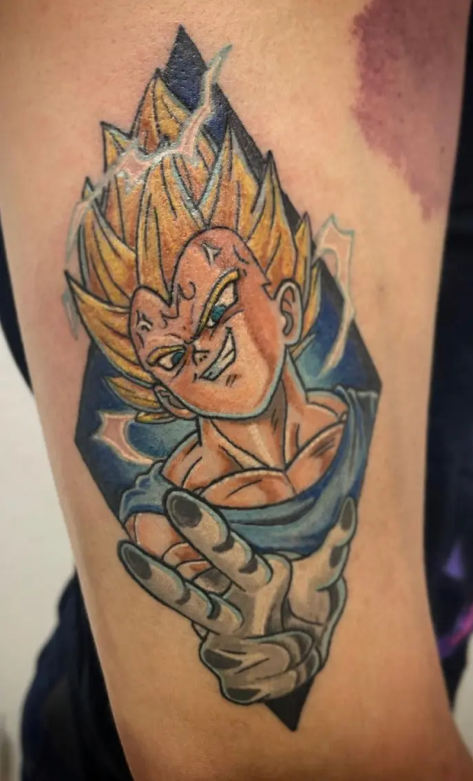 A dragon ball z tattoo of vegeta